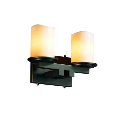 Justice Design Group Dakota 2-Light Straight-Bar Bath Bar CNDL-8772-14-CREM-MBLK